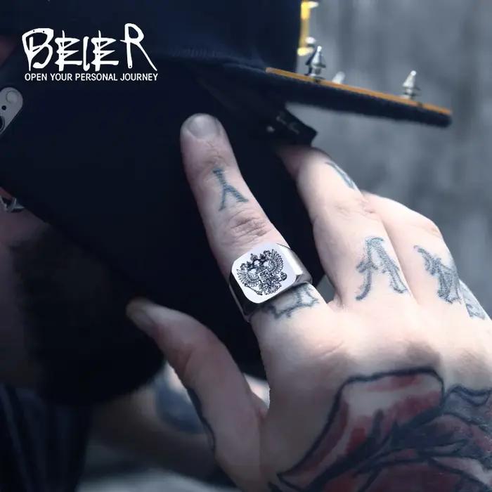 BEIER 2017 Cool Eagle Ring With A Coat Of Arms Of The Russian
