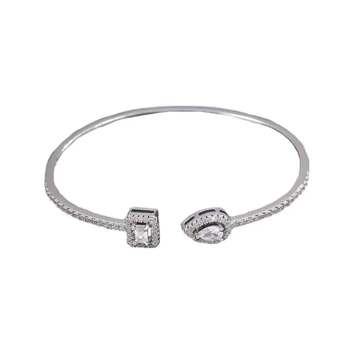 Bracelet manchette en zircon cubique fait main, ornements de luxe, géométrique, style coréen INS, aj
