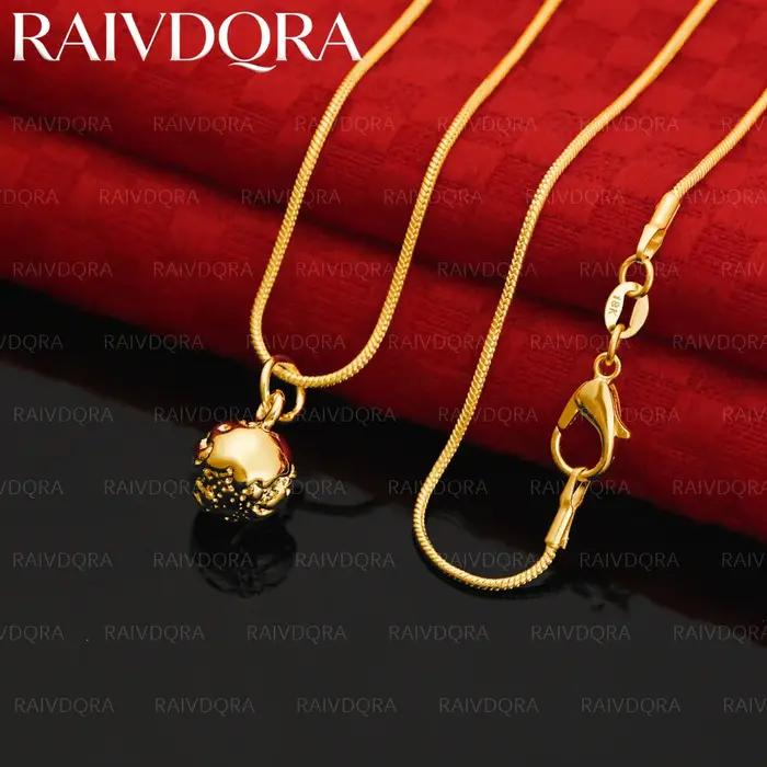 Collier pendentif boule irrégulière plaqué or 18 carats pour femmes et hommes