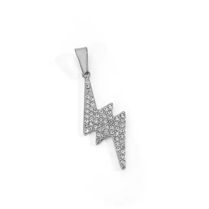 Collier chaîne épaisse pour homme, style Rock Hip-Hop, avec pendentif éclair et breloques dorées, en