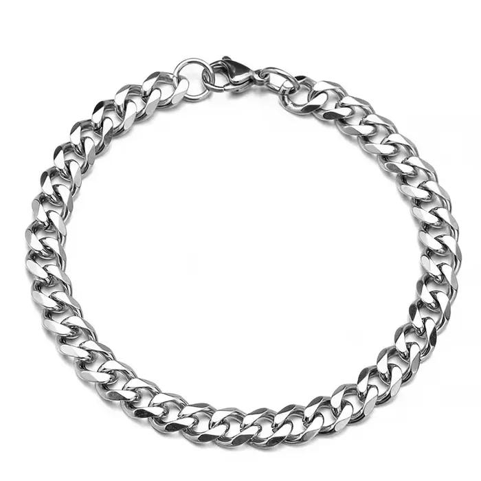 Bracelet en acier inoxydable pour hommes et femmes, chaîne cubaine, à la mode, pour Couple, unisexe,