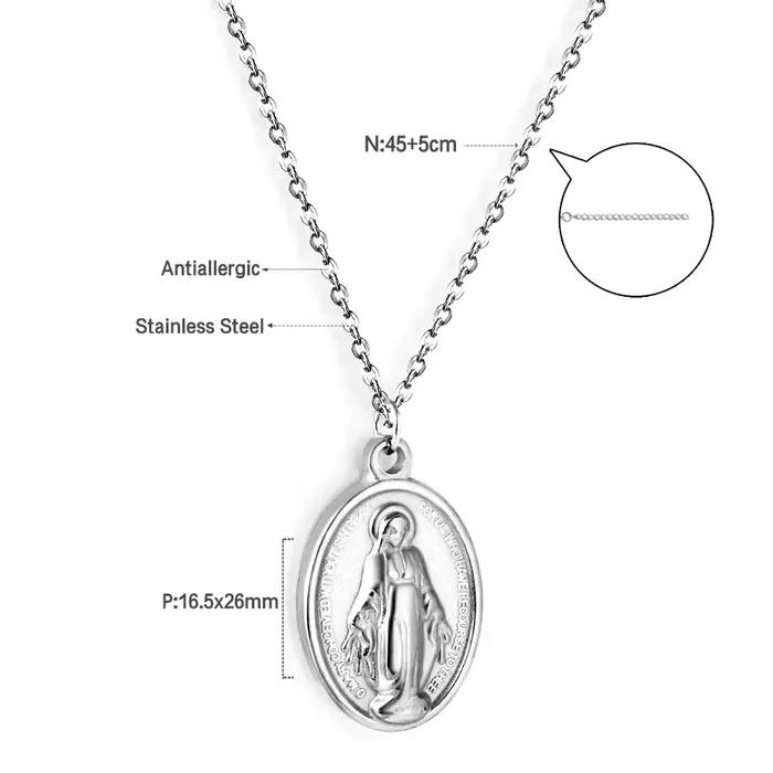 LUXUKISSKIDS acier inoxydable chapelet croix pendentif colliers christianisme bijoux économiseur Collier pour femme/homme couleur plaquée or