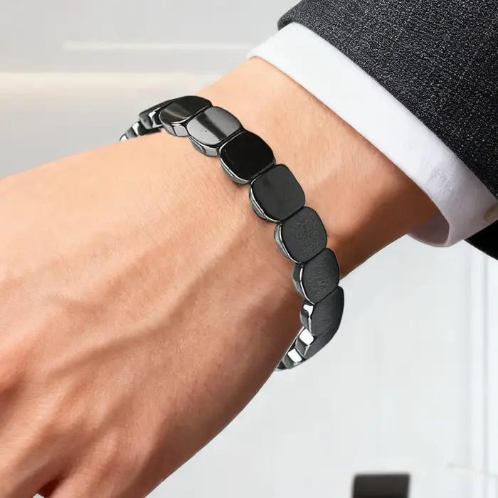 Bracelet en hématite magnétique pour hommes