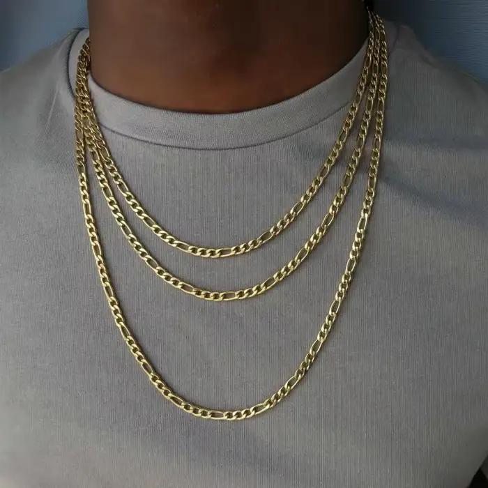 ALIZERO 18K or 4MM Figaro chaîne collier pour femmes hommes mode Hip Hop Punk colliers bijoux en gros 40-75 cm