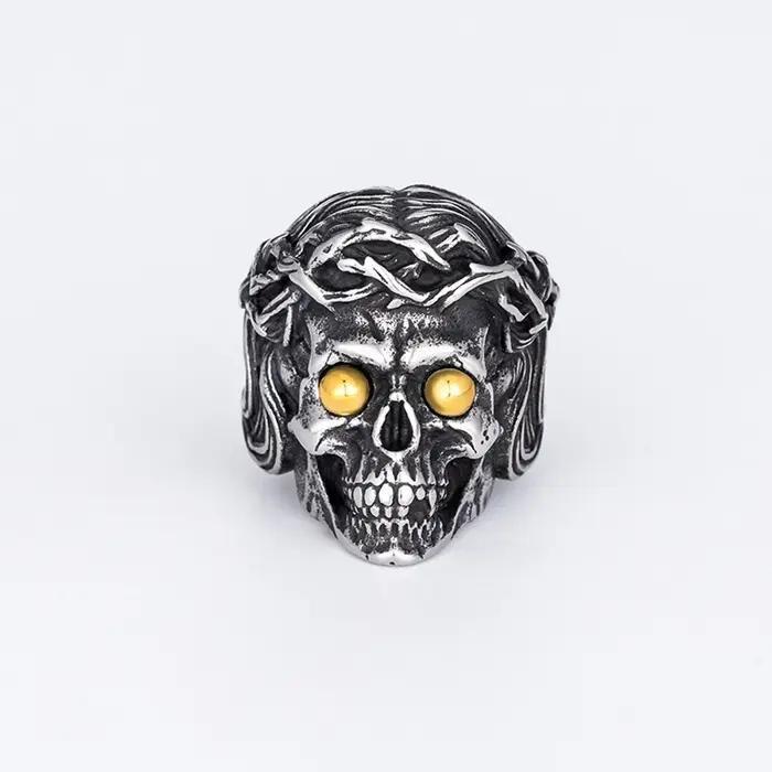 Bague crâne pour homme en acier inoxydable