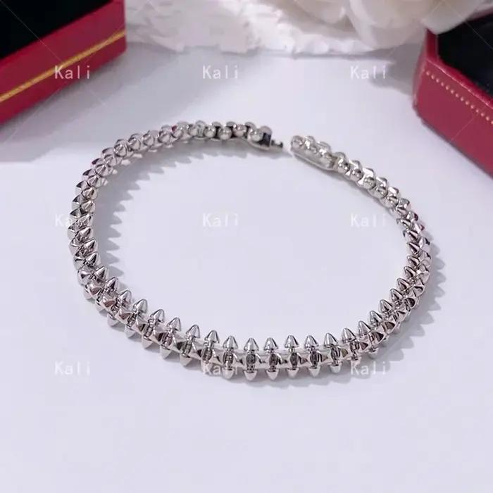 Bracelet à rivets en argent sterling 925 de marque classique