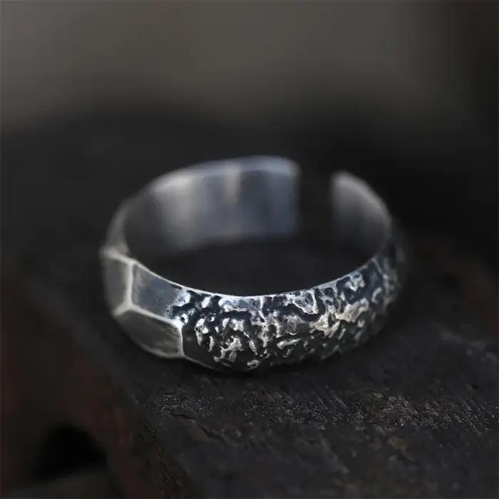 Bague Vintage à motif de pierres fragmentées pour hommes, accessoires de doigt index, Textures perso