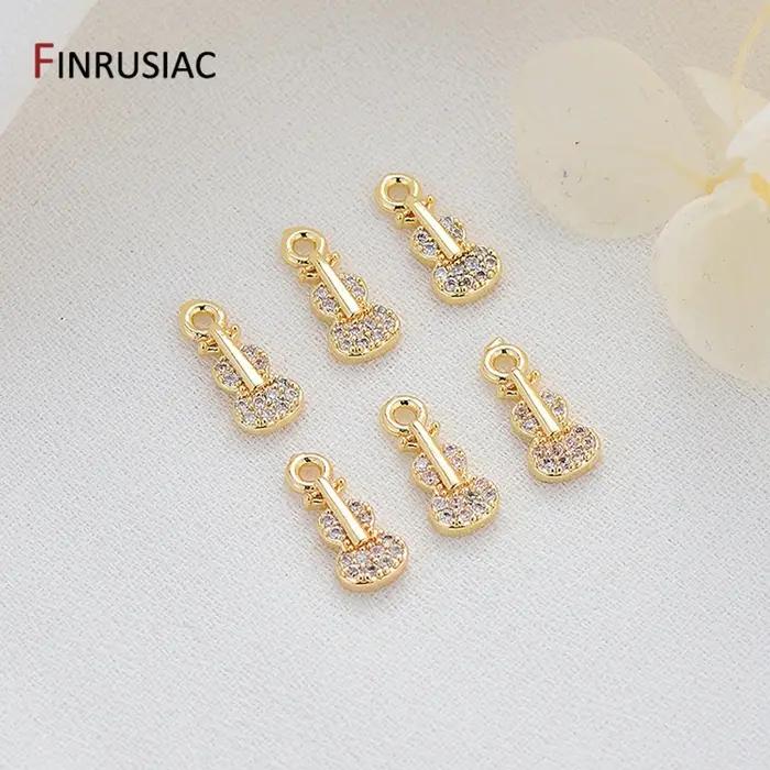 Bijoux à bricoler soi-même faisant 6 Types 14K véritable plaqué or pavé réglage Zircon petite Mini fée/papillon/violon/Hamsa pendentifs breloques
