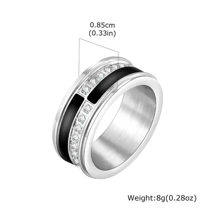 Bague élégante en émail noir pour hommes
