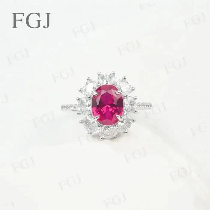 Bague en argent sterling 925 avec rubis de laboratoire