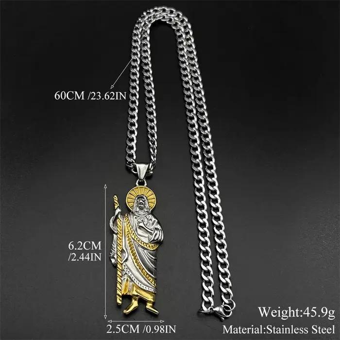 San Judas Tadeo pendentif collier pour hommes femmes acier inoxydable or argent couleur Saint Jude Thaddeus chaîne amulette bijoux cadeau