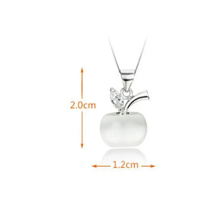 Chaîne en argent sterling 925 avec pendentif cristal en forme de pomme élégante pour femmes occasions spéciales partage cadeau engagement party anniversaire mariage