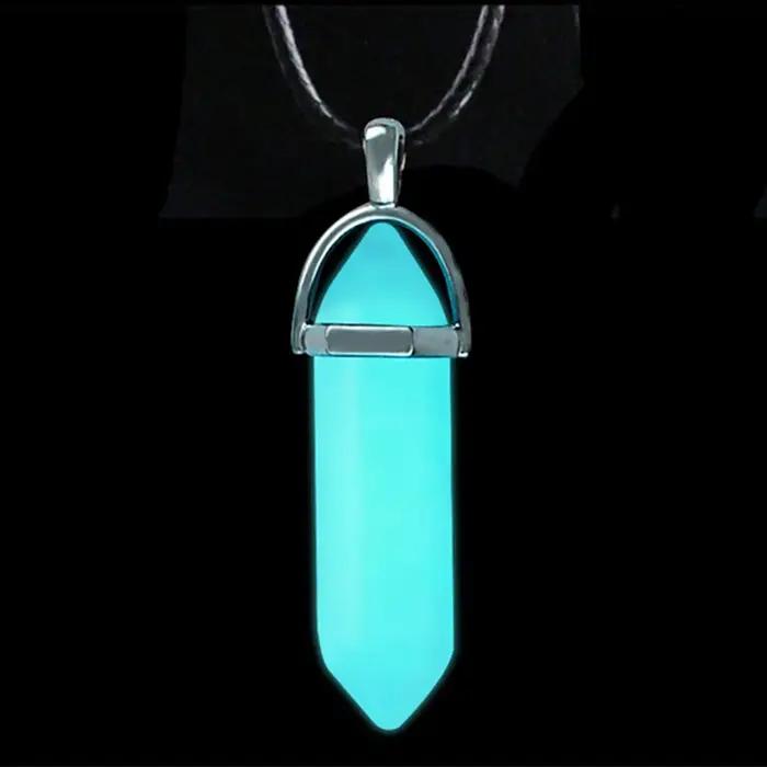 Collier colonne hexagonale en pierre lumineuse foncée avec cristal naturel brillant pour femmes occasions spéciales partys fêtes mariage anniversaire