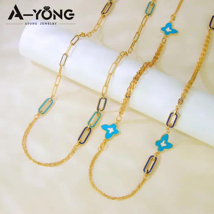 Collier Long Bohème Plaqué Or 21 Carats Style Classique Femme Occasions Spéciales Ras De Cou Bijoux De Fête Arabes Islamiques