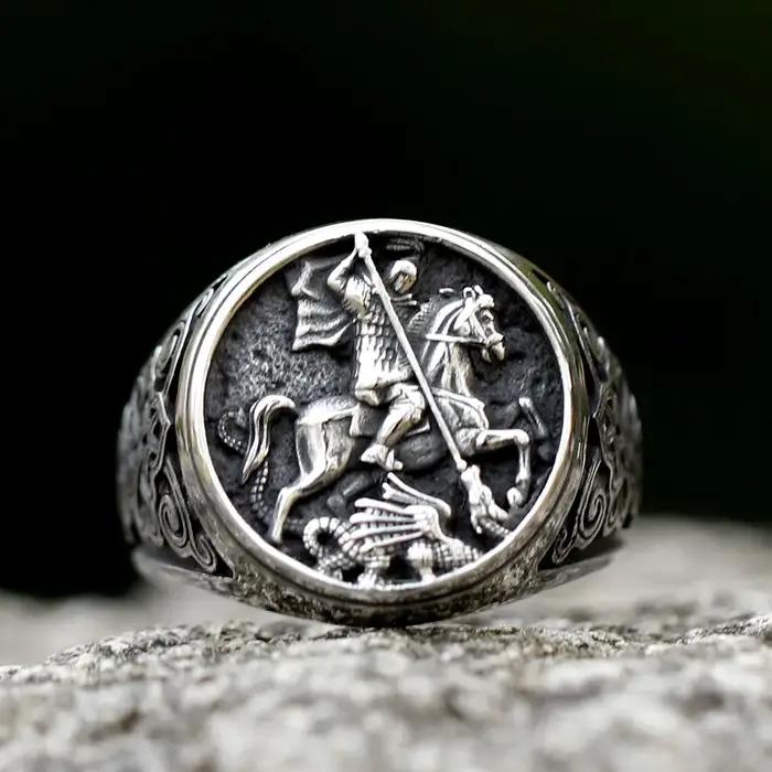 Bague en acier inoxydable 316L pour hommes, design spécial, chevalier, chic et fantaisie, bijoux d'Halloween, alliance de mariage, occassionnelle et élégante