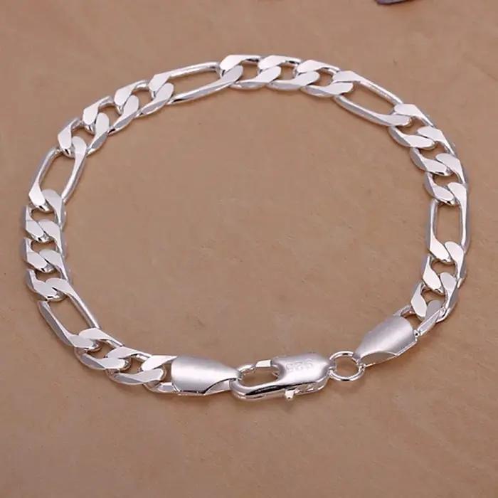 Bracelets fins en argent Sterling 925, 6-8mm, chaîne pour femmes et hommes, mode de mariage, bijoux