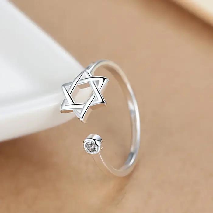 LYNNE bijoux mode 925 en argent Sterling étoile creuse Zircon anneaux en gros femmes tendance redimensionnable CZ anneau beau cadeau d'anniversaire