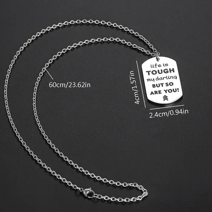 Collier en acier inoxydable plaqué argent avec pendentif dog tag pour hommes style hiphop rock occasions spéciales