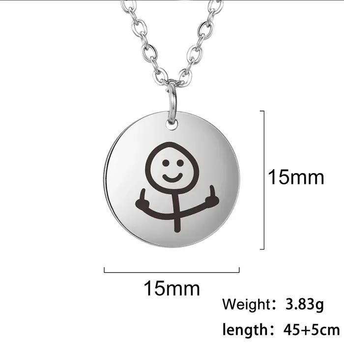 Collier Skyrim amusant avec pendentif bâtonnet homme-douxche gravé pour femme, chaîne en acier inoxy