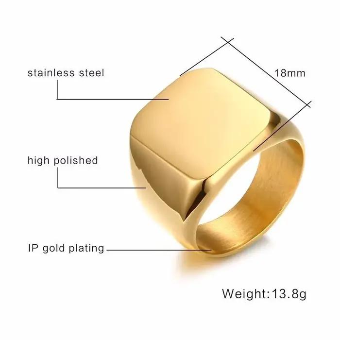Bague chevalière Pinky personnalisée en acier inoxydable doré avec gravure étoile de David pour hommes occassions spéciales