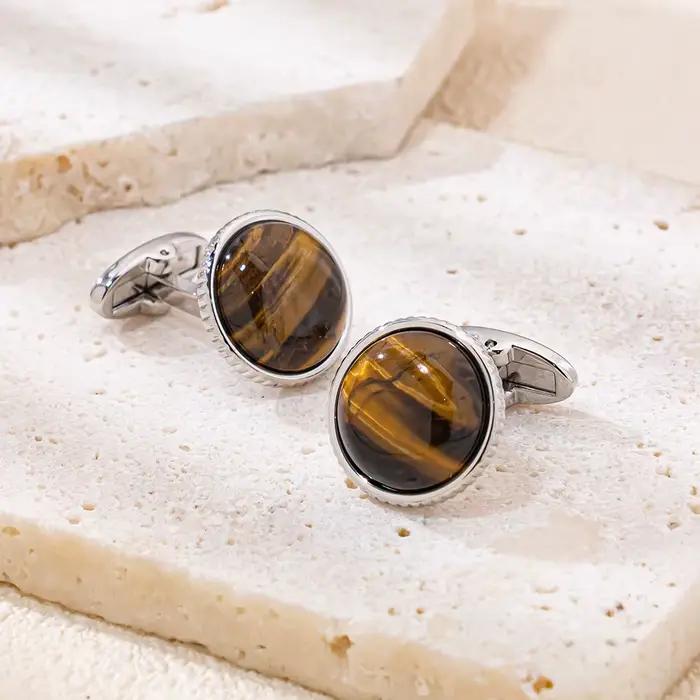 Boutons de manchette de luxe pour homme, personnalisables avec votre logo, en pierres précieuses, ca