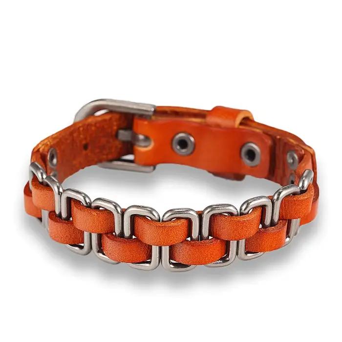 MKENDN – Bracelet en cuir tressé tricoté à la main pour hommes