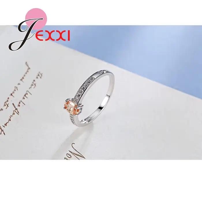 Bague de promesse en argent Sterling 925 sertie de zirconium orange et jaune pour femmes et filles occasions spéciales anniversaires fiançailles mariage