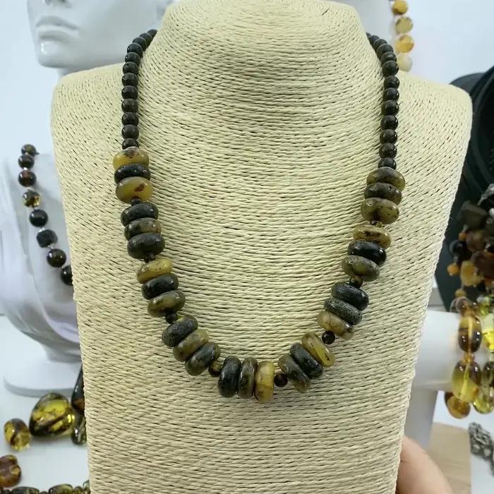 Collier de puissance en ambre de la Baltique naturel fait à la main style corde unisexe pour cadeau de mariage élégant