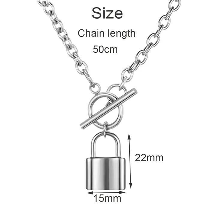Chaîne pendentif avec cadenas en acier inoxydable pour femme et homme
