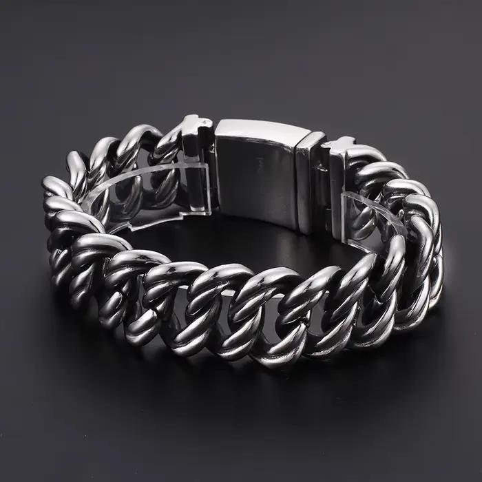 Chaîne en acier inoxydable de 22MM pour hommes, bracelets de poignet, bijoux de motard, bracelets po