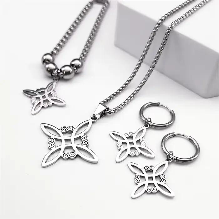 Ensemble de bijoux en acier inoxydable nœud celtique irlandais pour parties et occasions spéciales hiphop rock