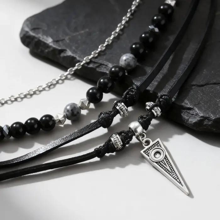 Collier superposé Rock Punk pour homme