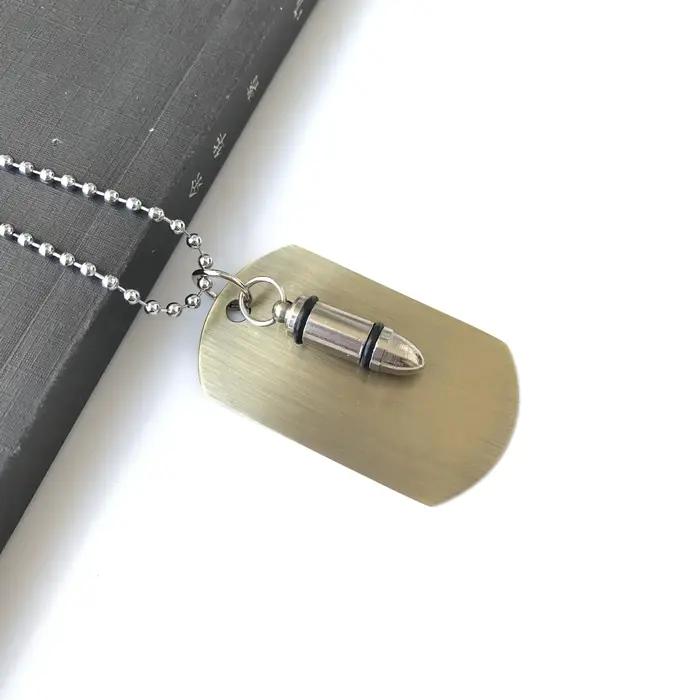 Collier militaire lisse avec pendentif balle