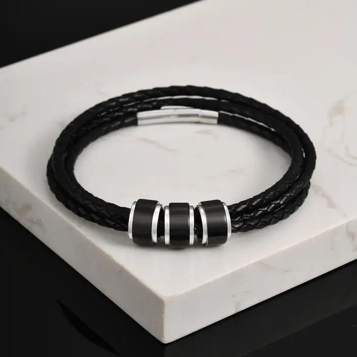 Bracelet en acier inoxydable personnalisé pour homme et garçon, cadeau de mariage, anniversaire et occasions spéciales