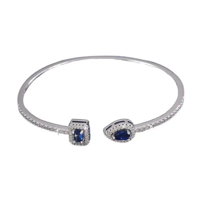 Bracelet manchette en zircon cubique, étanche, fait main, de luxe, style géométrique, coréen, INS, a