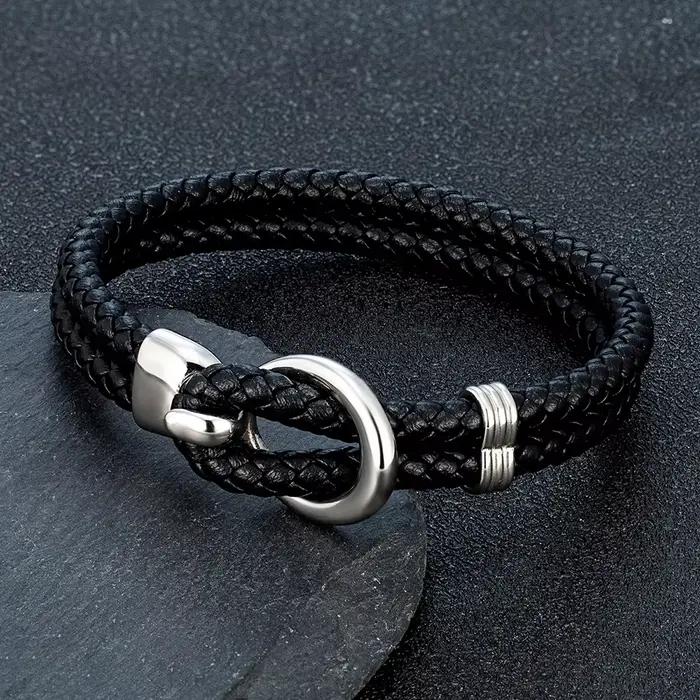 Bracelet en cuir tressé fait à la main pour hommes