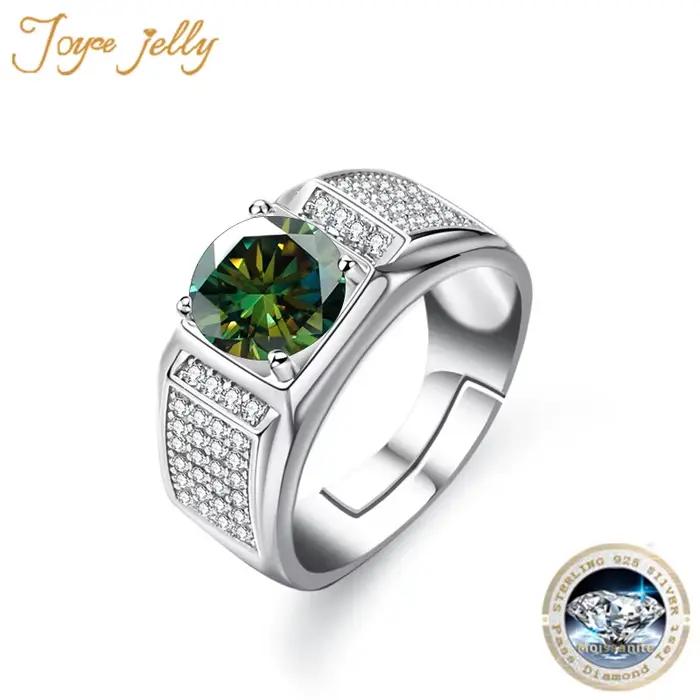 Magnifique bague Moissanite en argent regardé 925 pour hommes