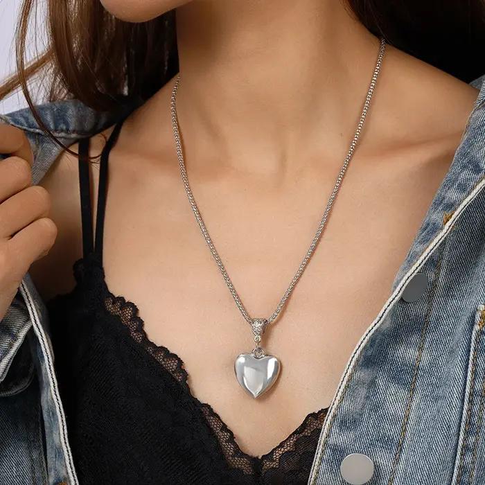 Collier pendentif cœur steampunk Aihua pour femmes et hommes