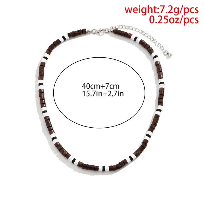 Collier en bois perle géométrique vintage à la mode pour hommes style punk occasions spéciales