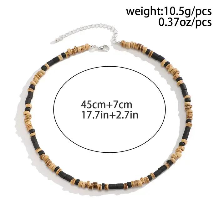 Collier chaîne de petites perles marron et noir pour hommes
