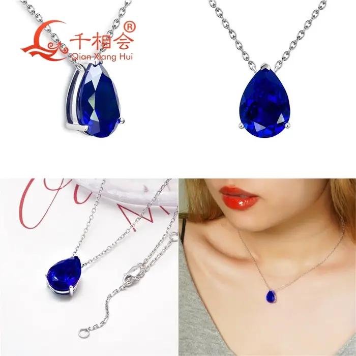 Collier pendentif en argent 925 en forme de poire
