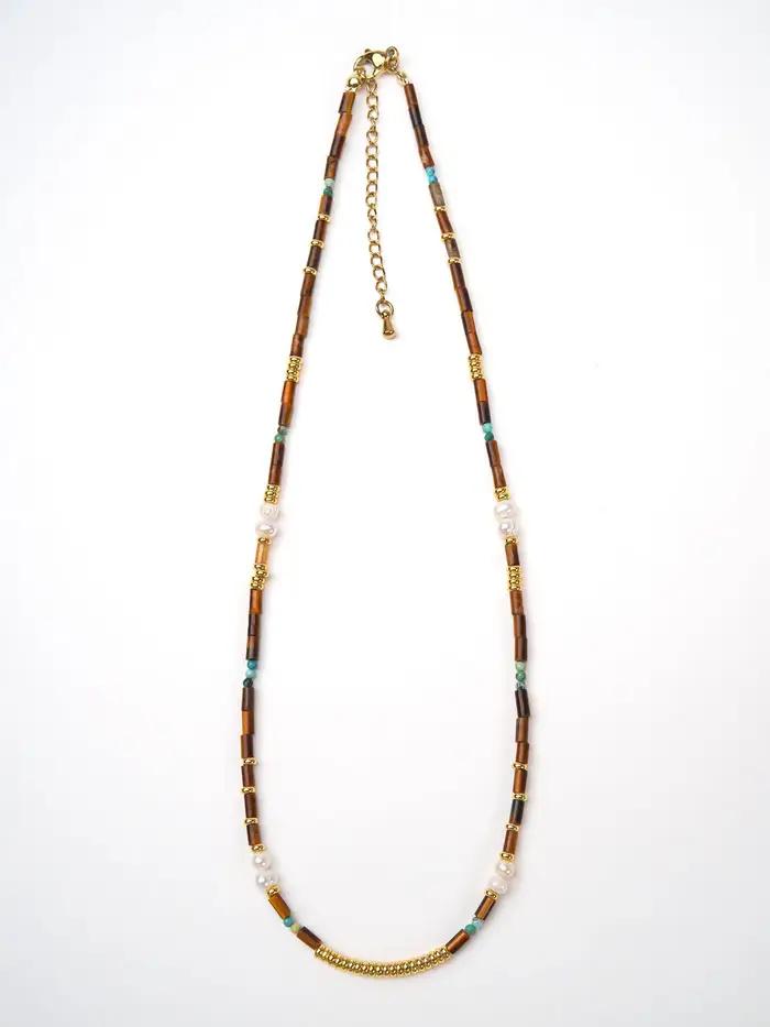 Collier de luxe en pierre d'oeil de tigre