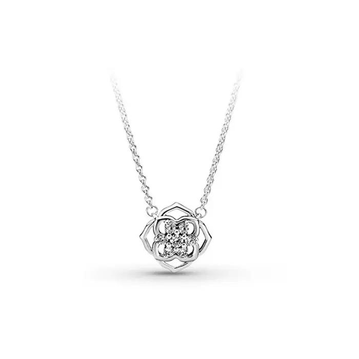 Collier luxueux en argent pur 925% avec étoile carrée et cercle