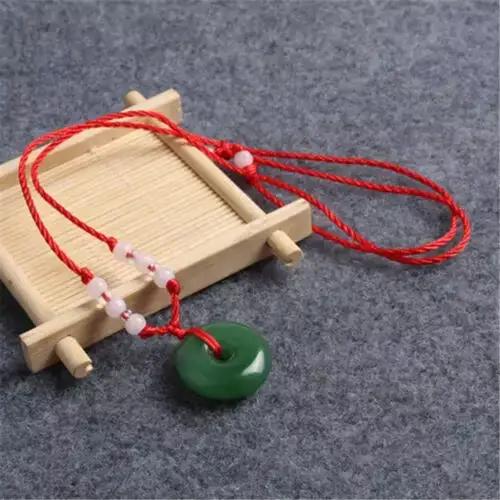 Collier pendentif beignet en Jade véritable, bijoux naturels, amulette sculptée, accessoires, breloque, pierres précieuses de styliste, cadeaux Vintage pour femmes