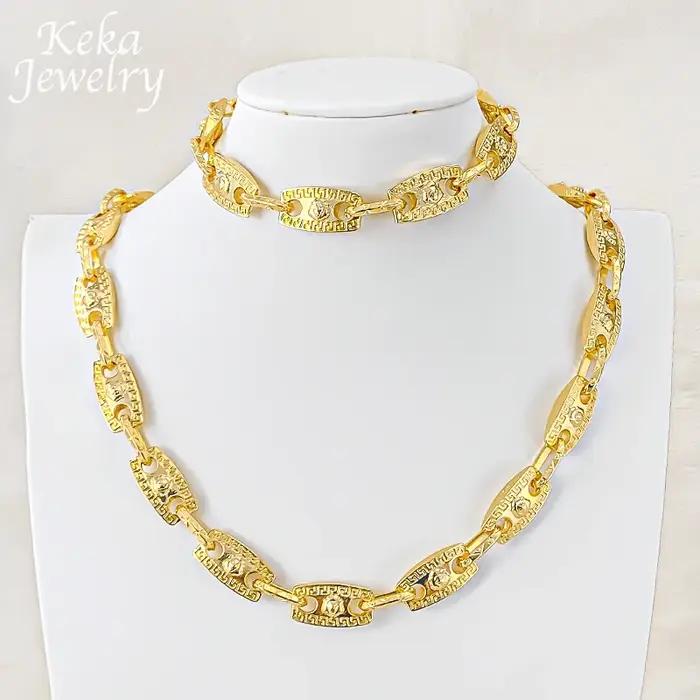 Ensemble de bijoux de luxe pour hommes, collier Hip Hop, Bracelet, plaqué or 18 carats, bijoux perso