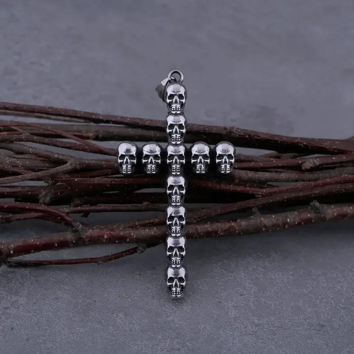 Collier de Style Hip Hop rétro pour hommes, pendentif de motard de rue, croix de Style néo-gothique,