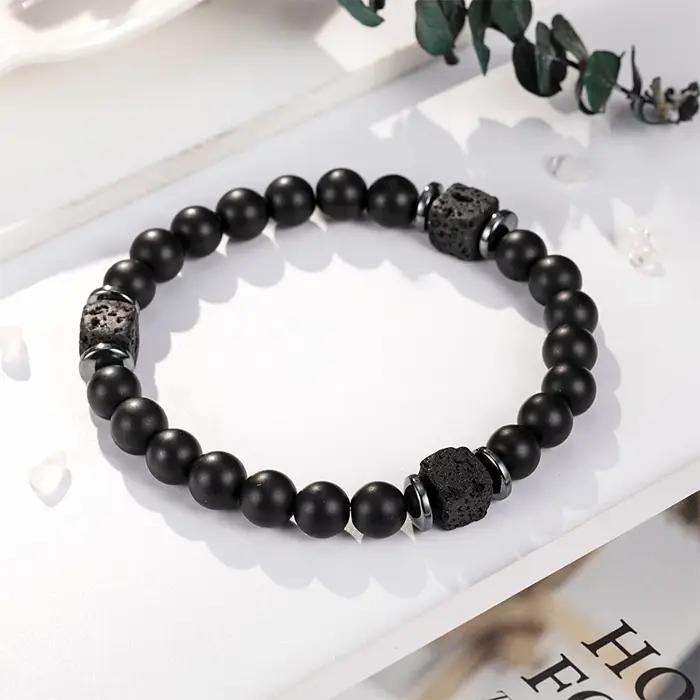 Bracelet perlé avec carte d'amour pour homme