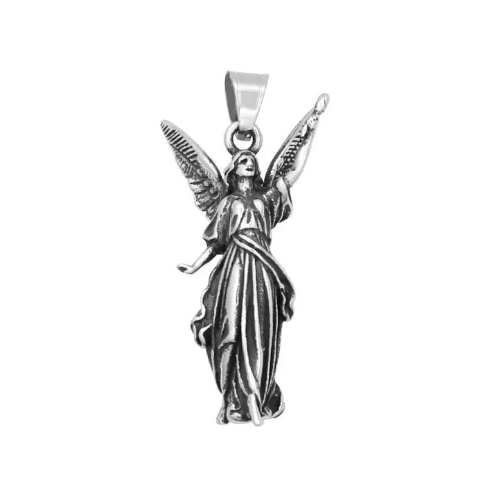 Collier classique avec pendentif Statue de la liberté d'ange, chaînes en acier inoxydable 316L pour