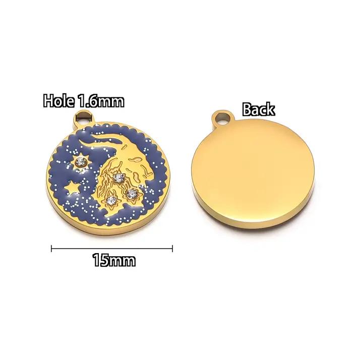Breloques en acier inoxydable émaillées 12 constellations zircon DIY pour colliers pendentifs boucles d'oreilles occasions spéciales femmes
