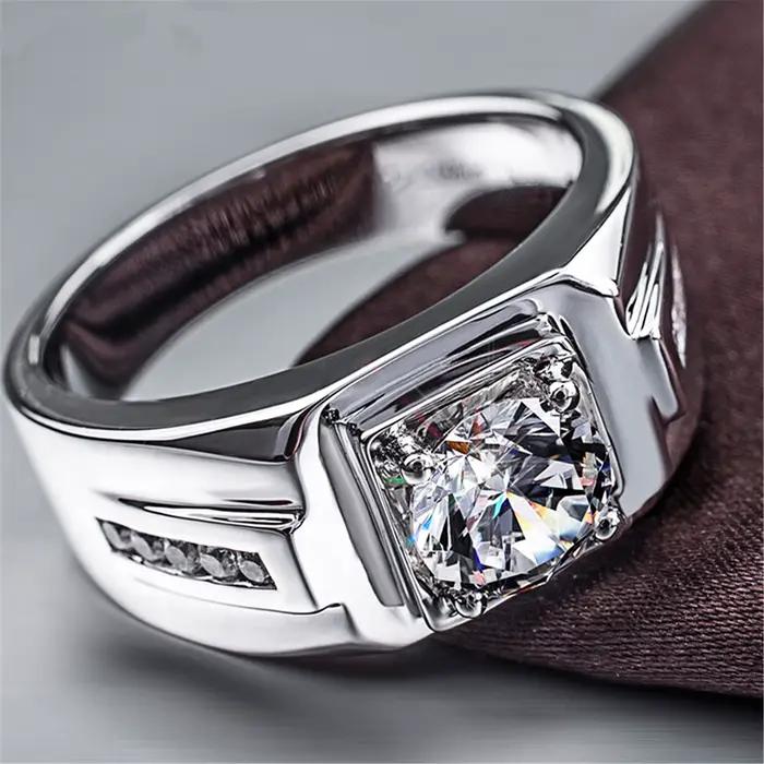 Bagues pour homme en argent 925 avec zircon brillant pour homme et femme, bijoux de mariage et de fi